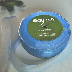 Vintage May Arts 3/4” Sheer Blue Ribbon - 100 Yard Spool